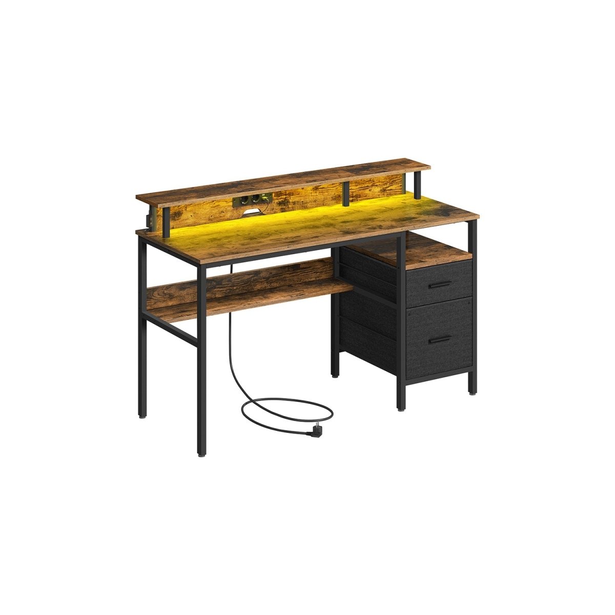 Bureau met LED - Verlichting - Computertafel met USB en Stopcontact - De Vries Meubels