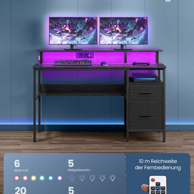 Bureau met LED - Verlichting - Computertafel met USB en Stopcontact - De Vries Meubels