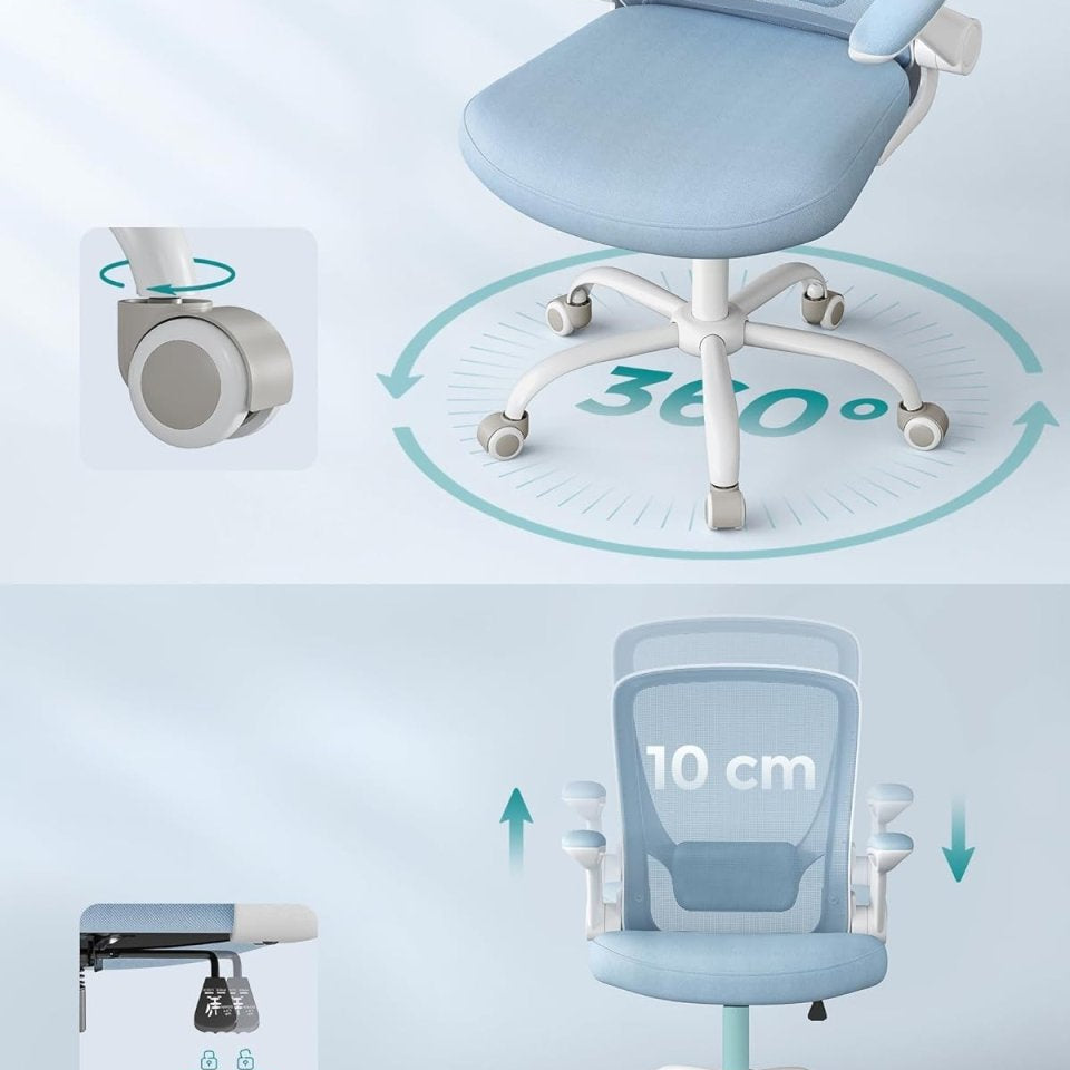 Bureaustoel met Verstelbare Armleuning - Ergonomisch Design - Mesh rugleuning - De Vries Meubels
