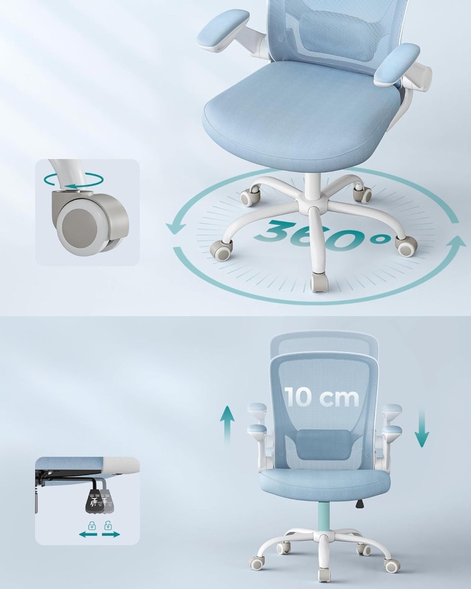Bureaustoel met Verstelbare Armleuning - Ergonomisch Design - Mesh rugleuning - De Vries Meubels