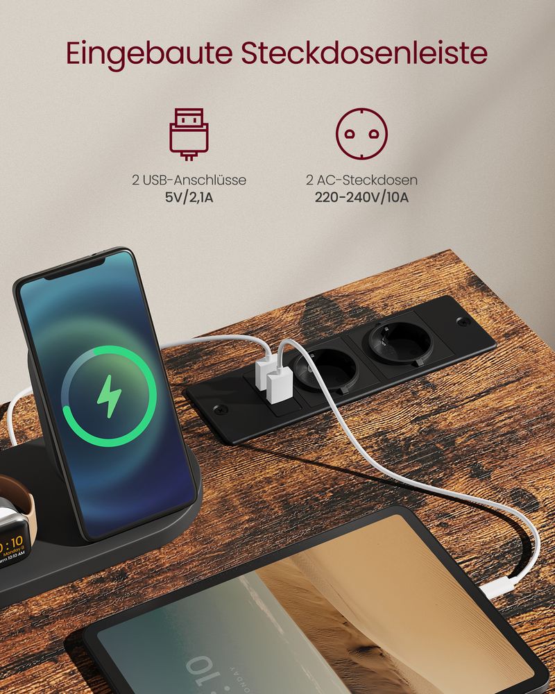 Compact Gaming - & Computerbureau met LED - Verlichting & Stopcontacten - De Vries Meubels