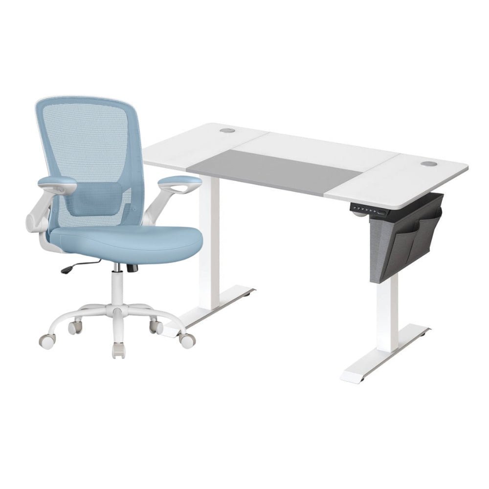 Complete Werkplek Budget - Elektrisch Zit - Sta Bureau + Ergonomische Bureaustoel - In Hoogte Verstelbaar Bureau - (Thuis)kantoor - De Vries Meubels