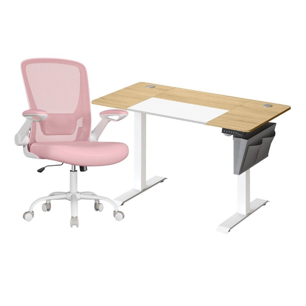 Complete Werkplek Budget - Elektrisch Zit - Sta Bureau + Ergonomische Bureaustoel - In Hoogte Verstelbaar Bureau - (Thuis)kantoor - De Vries Meubels