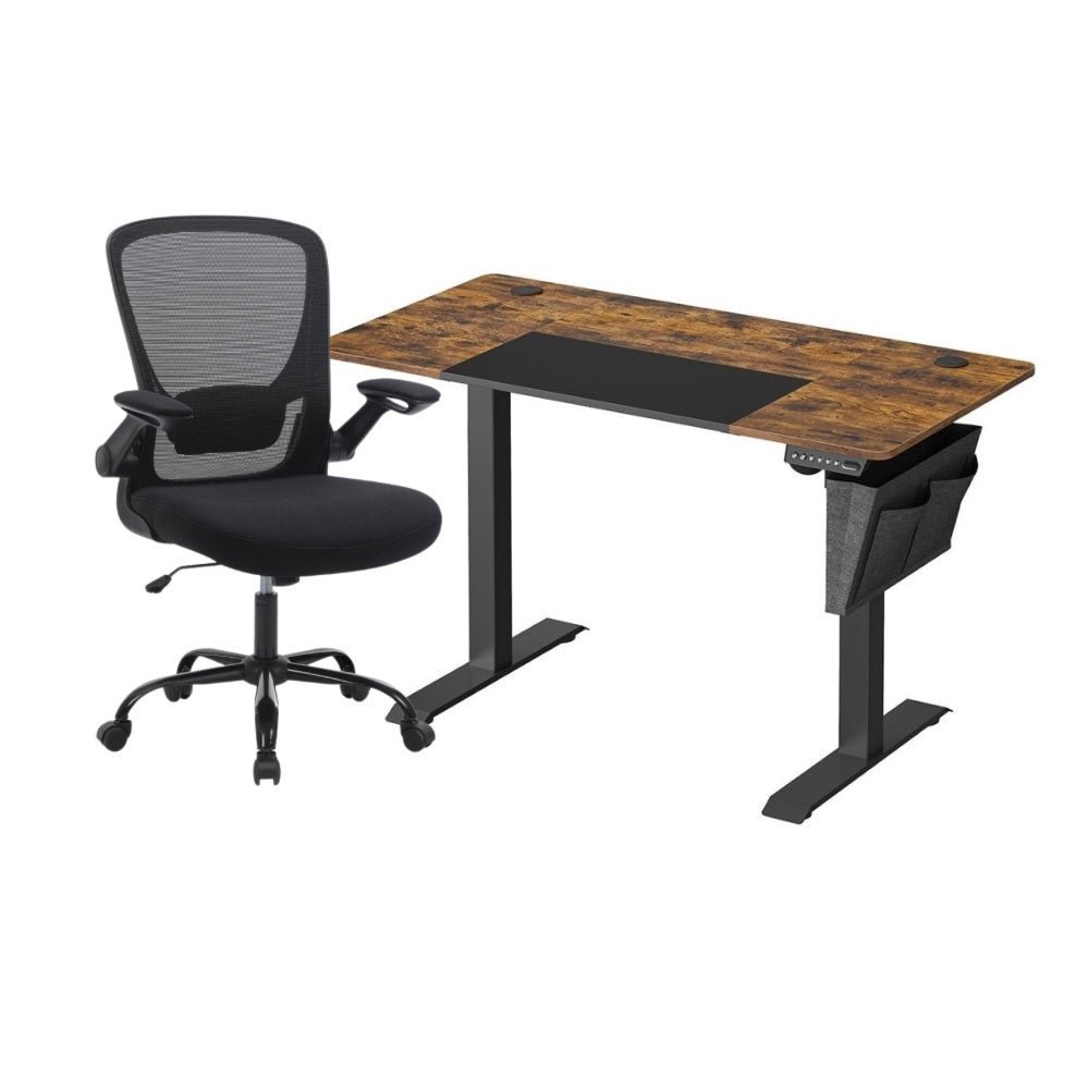 Complete Werkplek Budget - Elektrisch Zit - Sta Bureau + Ergonomische Bureaustoel - In Hoogte Verstelbaar Bureau - (Thuis)kantoor - De Vries Meubels