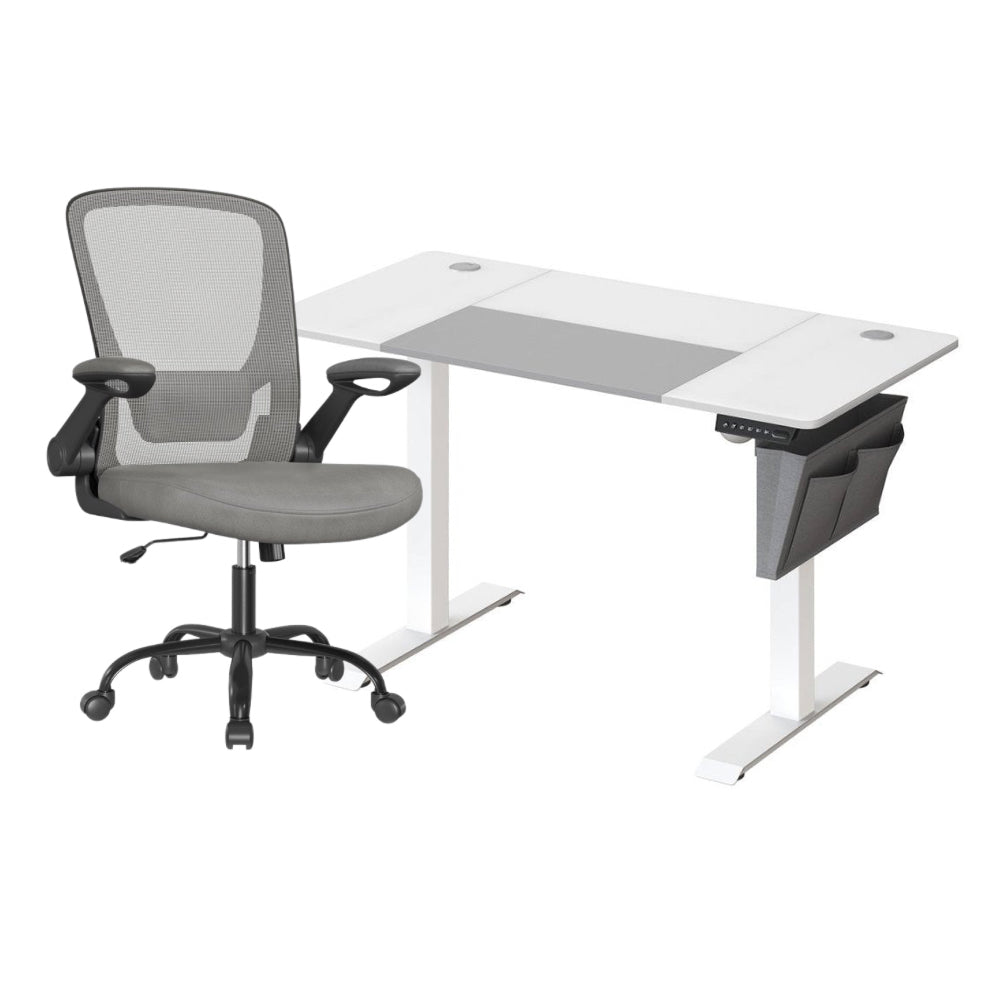 Complete Werkplek Budget - Elektrisch Zit - Sta Bureau + Ergonomische Bureaustoel - In Hoogte Verstelbaar Bureau - (Thuis)kantoor - De Vries Meubels