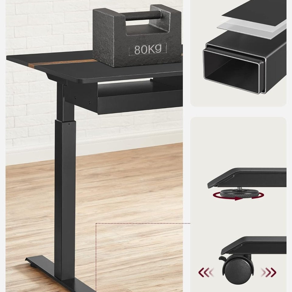 Complete Werkplek - Elektrische Sta Bureau + Ergonomische Bureaustoel - met Geheugenfunctie - Stopcontact - Verstelbaar