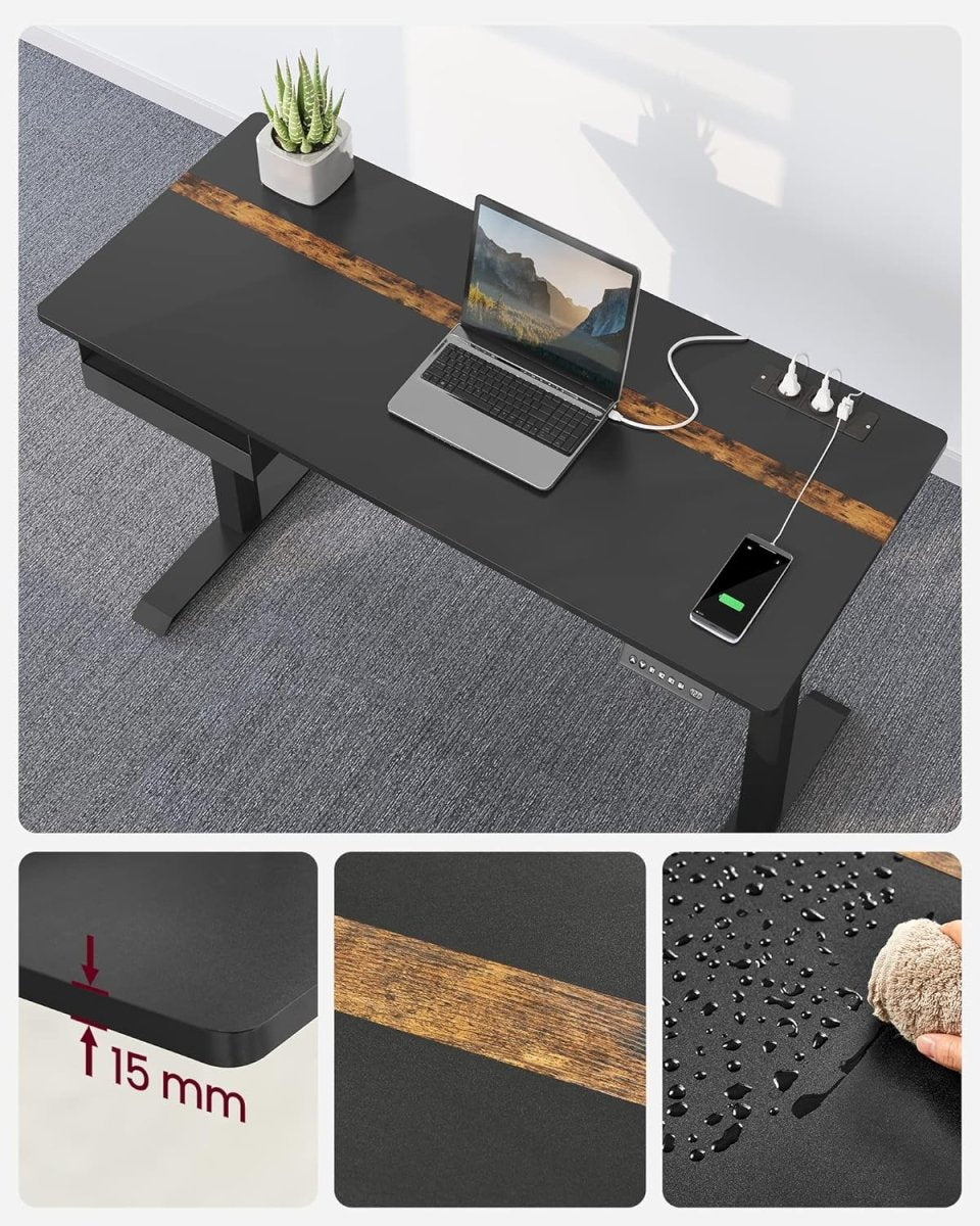 Complete Werkplek - Elektrische Sta Bureau + Ergonomische Bureaustoel - met Geheugenfunctie - Stopcontact - Verstelbaar