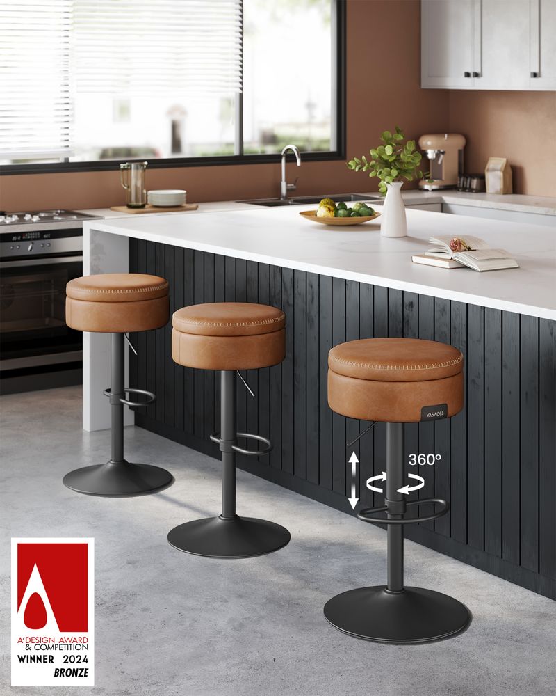 Draaibare Barstoel met Opbergruimte - Verstelbaar & Stijlvol - De Vries Meubels