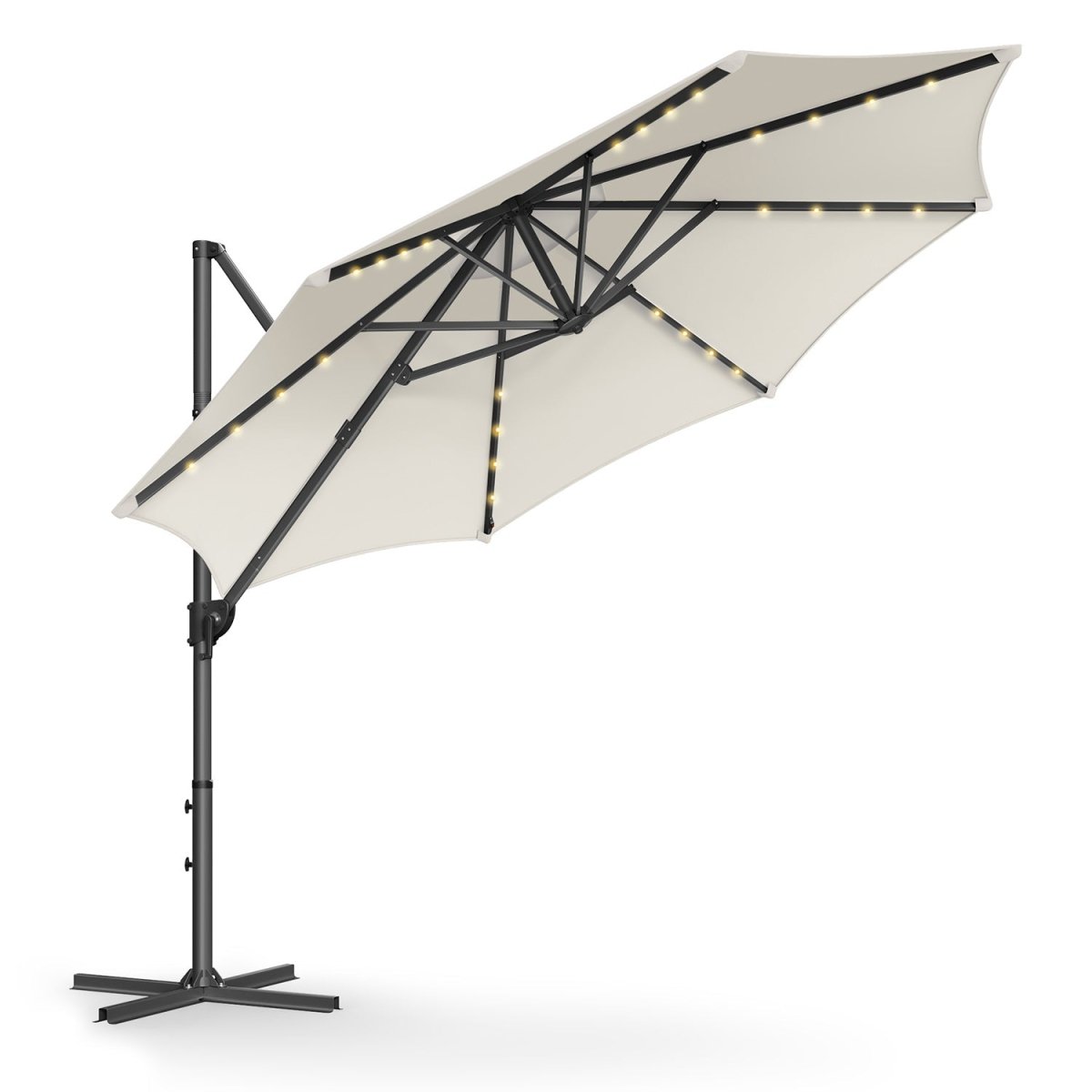Draaibare Zweefparasol met Zwengel - LED - verlichting - Ø 300 cm - 360° draaibaar - De Vries Meubels