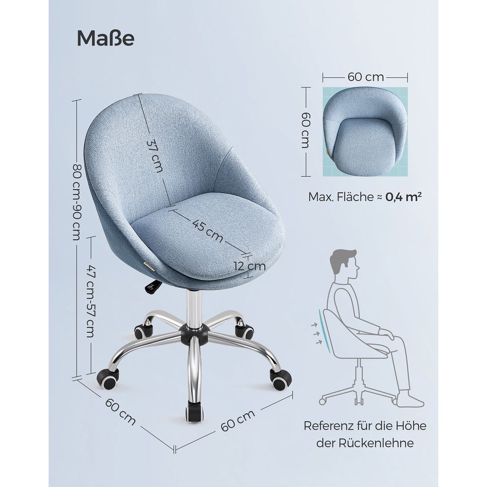 Draaistoel zonder Armleuningen - Compacte Bureaustoel - 360° Verstelbare Stoel - De Vries Meubels