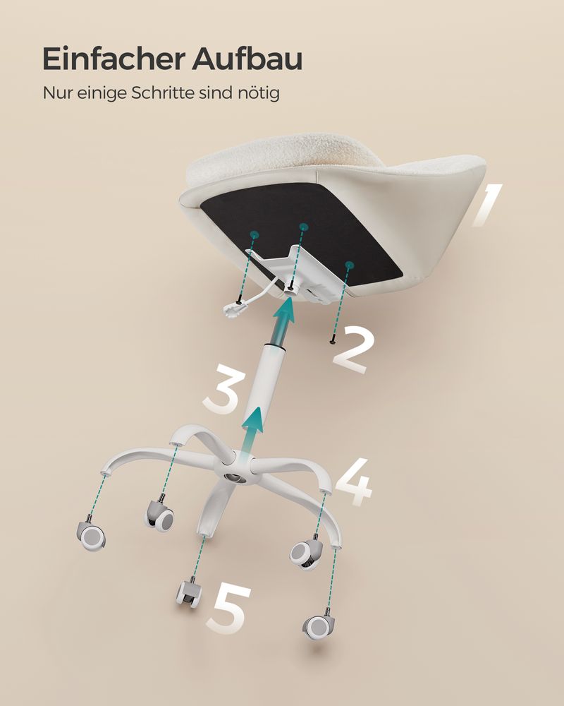 Draaistoel zonder Armleuningen - Compacte Bureaustoel - 360° Verstelbare Stoel - De Vries Meubels