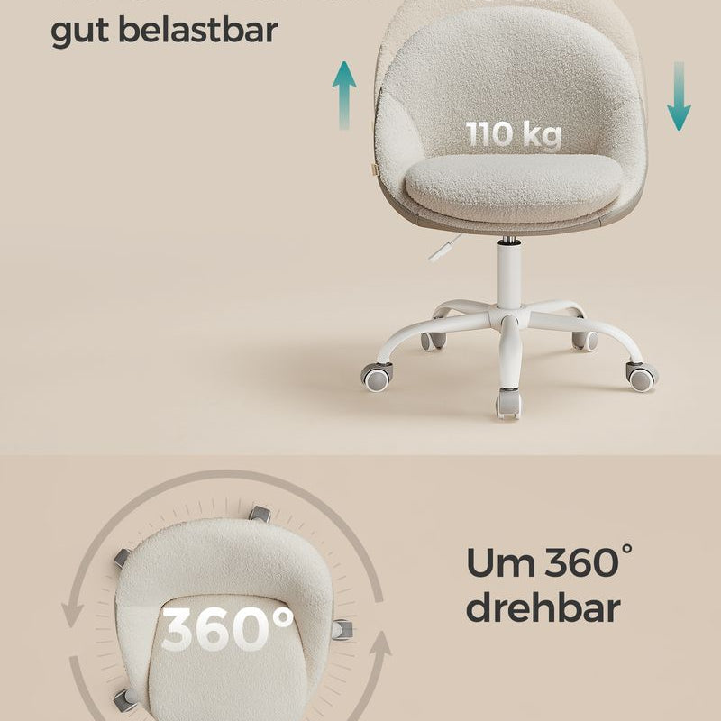 Draaistoel zonder Armleuningen - Compacte Bureaustoel - 360° Verstelbare Stoel - De Vries Meubels