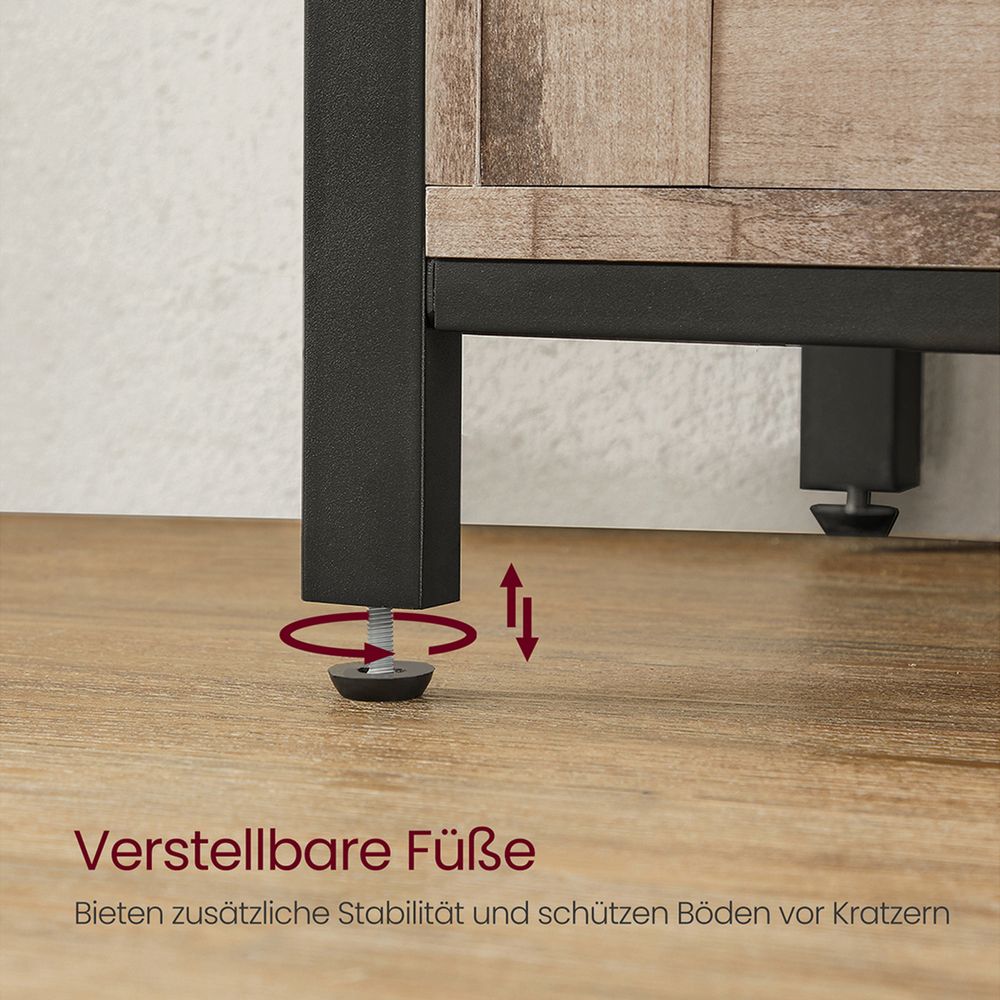 Dressoir met Schuifdeuren - Kast 100 cm breed - Vintage Bruin & Zwart - De Vries Meubels