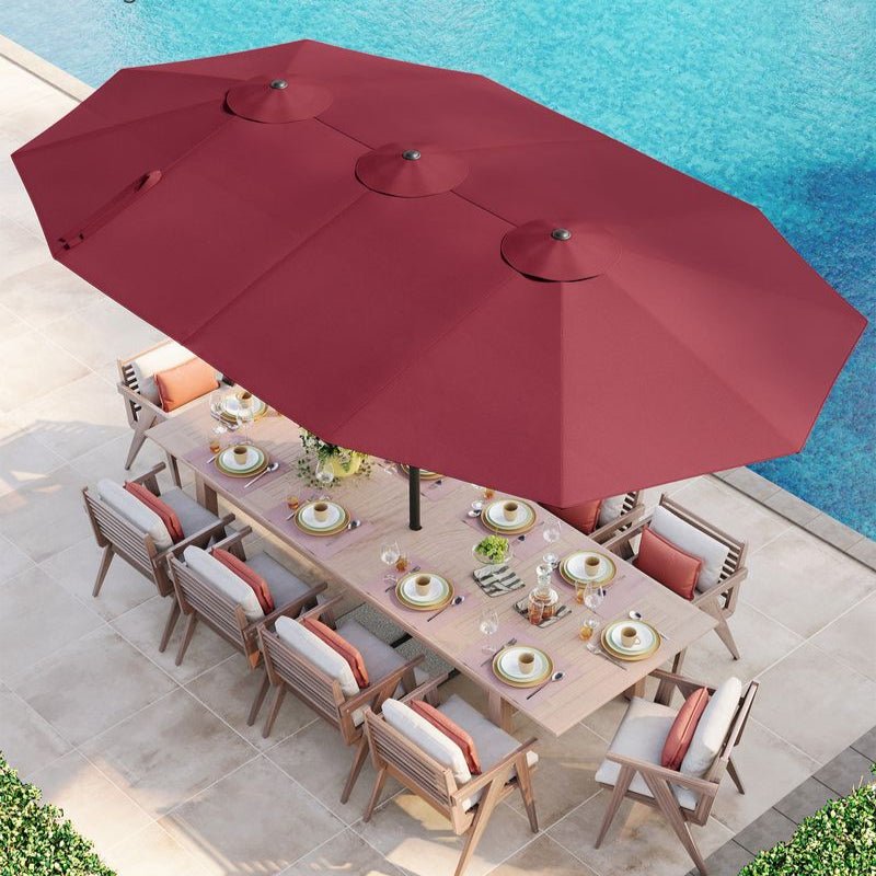 Dubbele Parasol 460 x 270 cm - Extra Groot met UV - Bescherming en Zwengel - De Vries Meubels