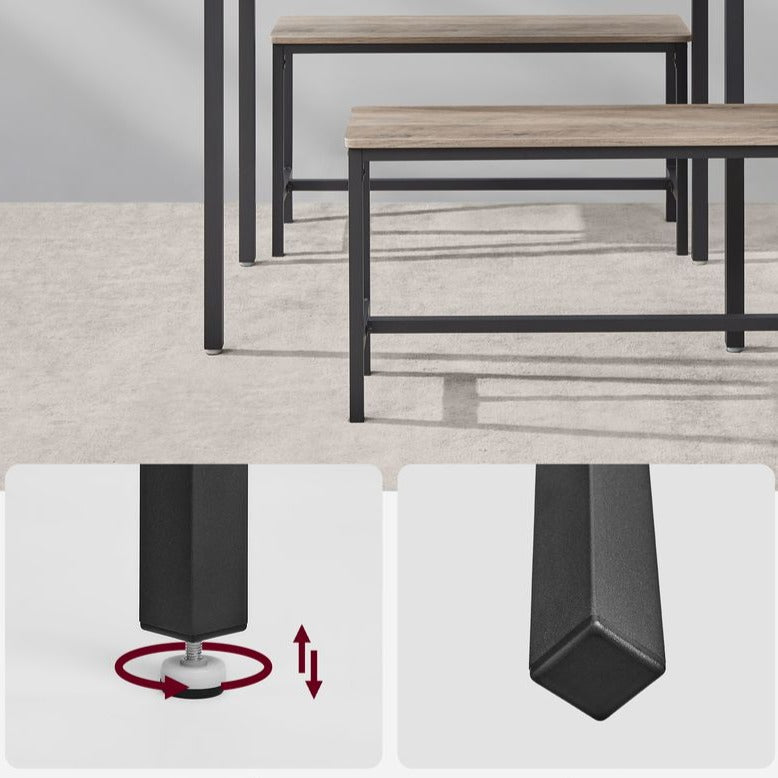 Eettafel Set - Eettafel met 2 Bankjes - Keukenset met 2 Eetstoelen - De Vries Meubels