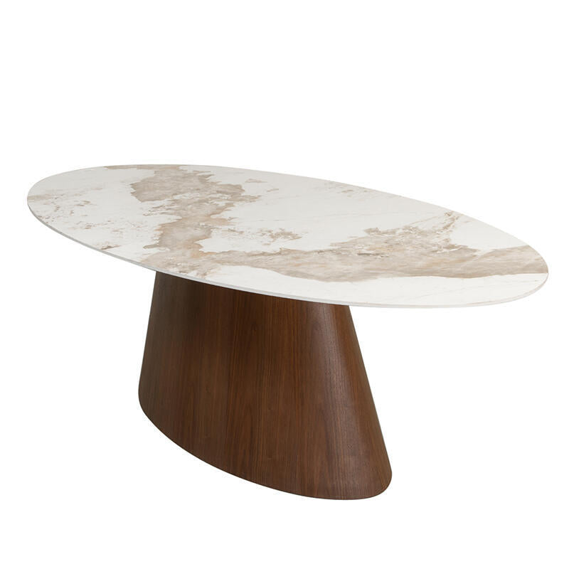Ellipse Esstisch – Keramikmarmor – 220 x 110 x 76 cm – Ovaler Esstisch – Modernes Und Zeitloses Design
