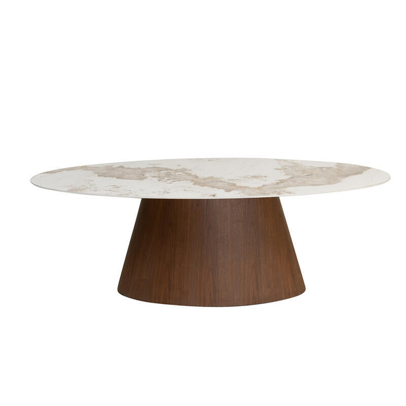 Ellipse Esstisch – Keramikmarmor – 220 x 110 x 76 cm – Ovaler Esstisch – Modernes Und Zeitloses Design