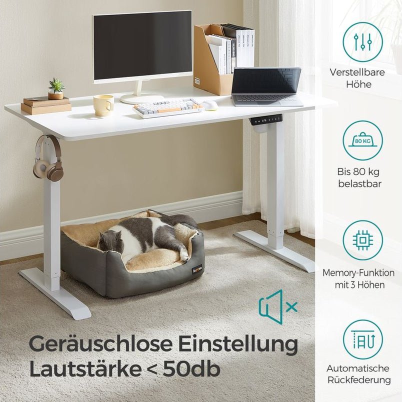 Elektrisch Verstelbaar Bureau - Sta Bureau - Met Wieltjes - Ergonomisch - De Vries Meubels