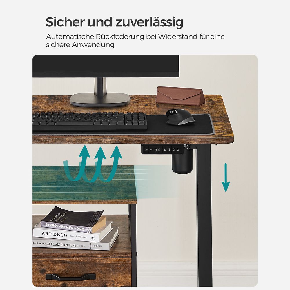 Elektrisch Verstelbaar Bureau - Sta Bureau - Met Wieltjes - Ergonomisch - De Vries Meubels