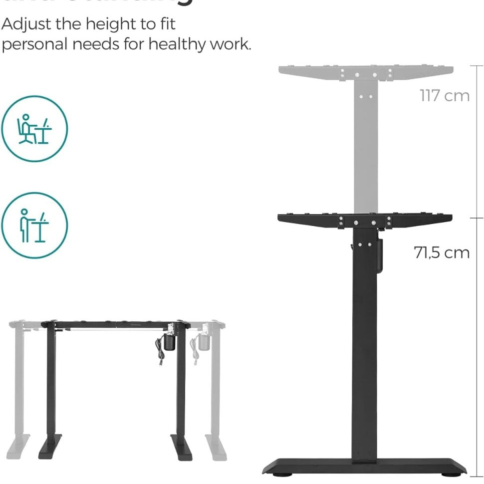 Elektrisch Verstelbare Bureau Onderstel - Sta Bureau Poten - In hoogte verstelbaar Bureau - De Vries Meubels