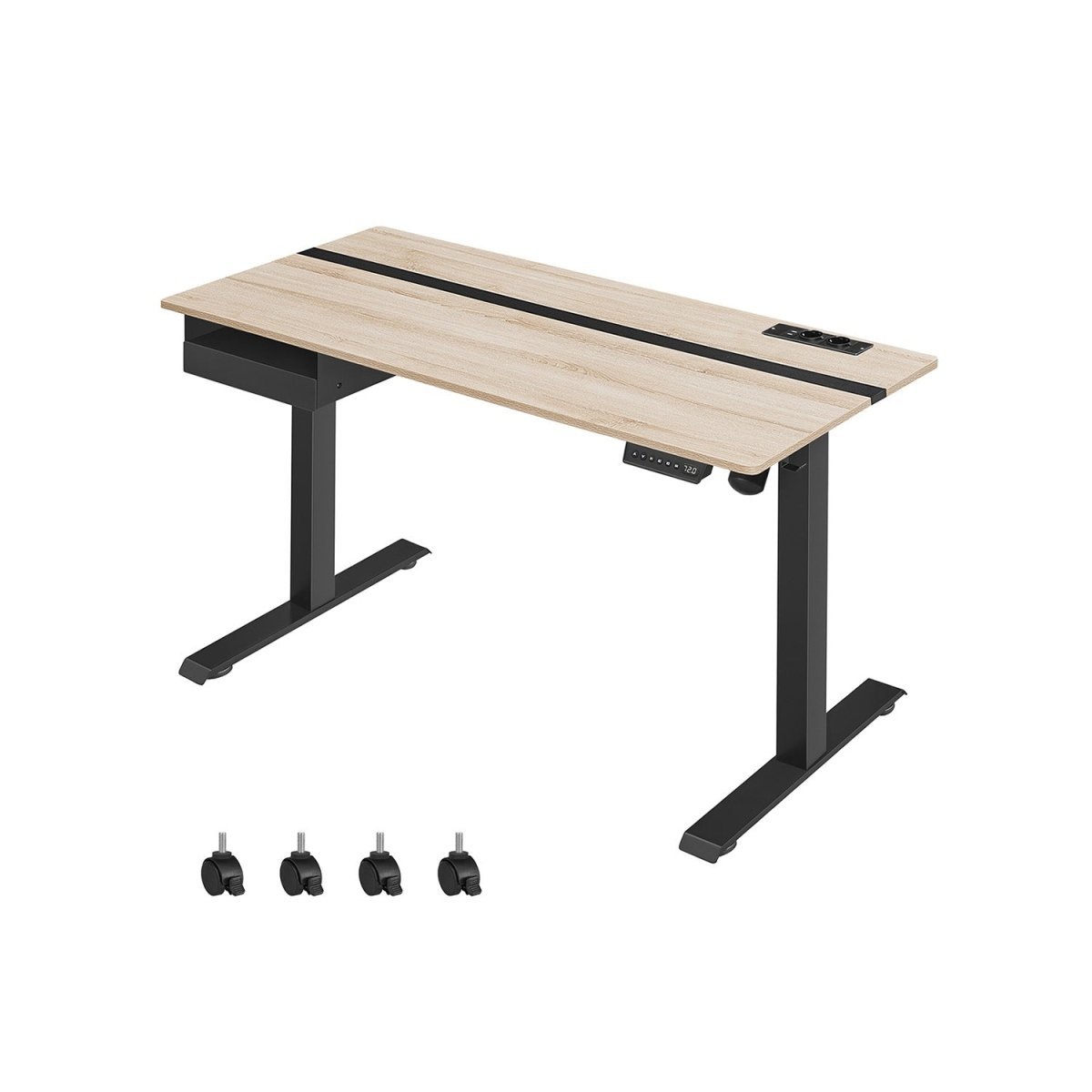 Elektrische Sta Bureau met Geheugenfunctie - Stopcontact - met Lade en Haken - Zit Sta Bureau - De Vries Meubels