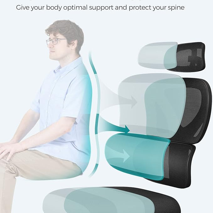 Ergonomische Bureaustoel - Kantoorstoel met Mesh Rugleuning - Ademend - De Vries Meubels