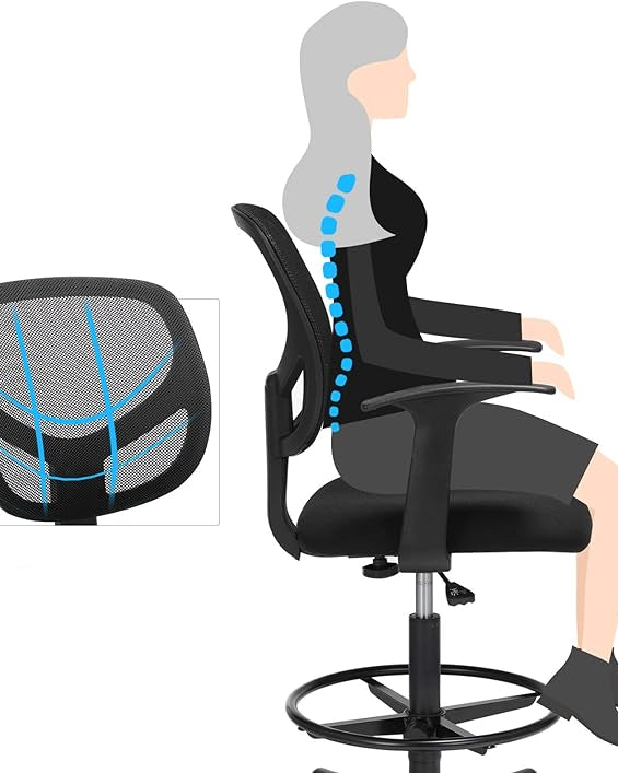 Ergonomischer Hocker - Bürostuhl - Friseurstuhl - Höhenverstellbare Fußstütze - 360° drehbar