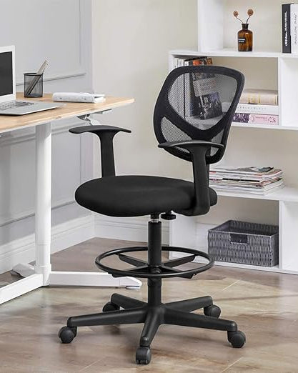 Ergonomischer Hocker - Bürostuhl - Friseurstuhl - Höhenverstellbare Fußstütze - 360° drehbar