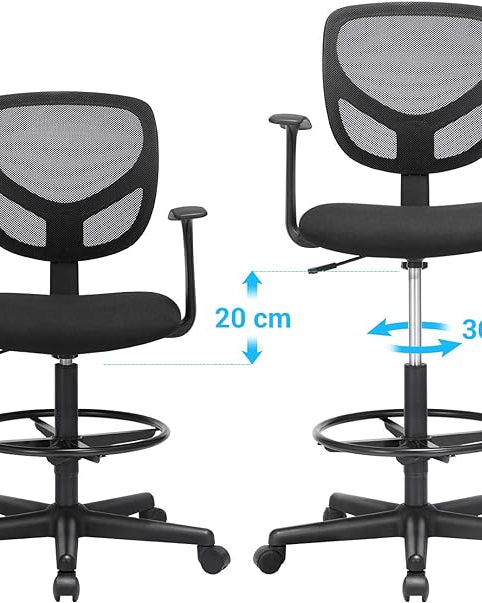 Ergonomischer Hocker - Bürostuhl - Friseurstuhl - Höhenverstellbare Fußstütze - 360° drehbar