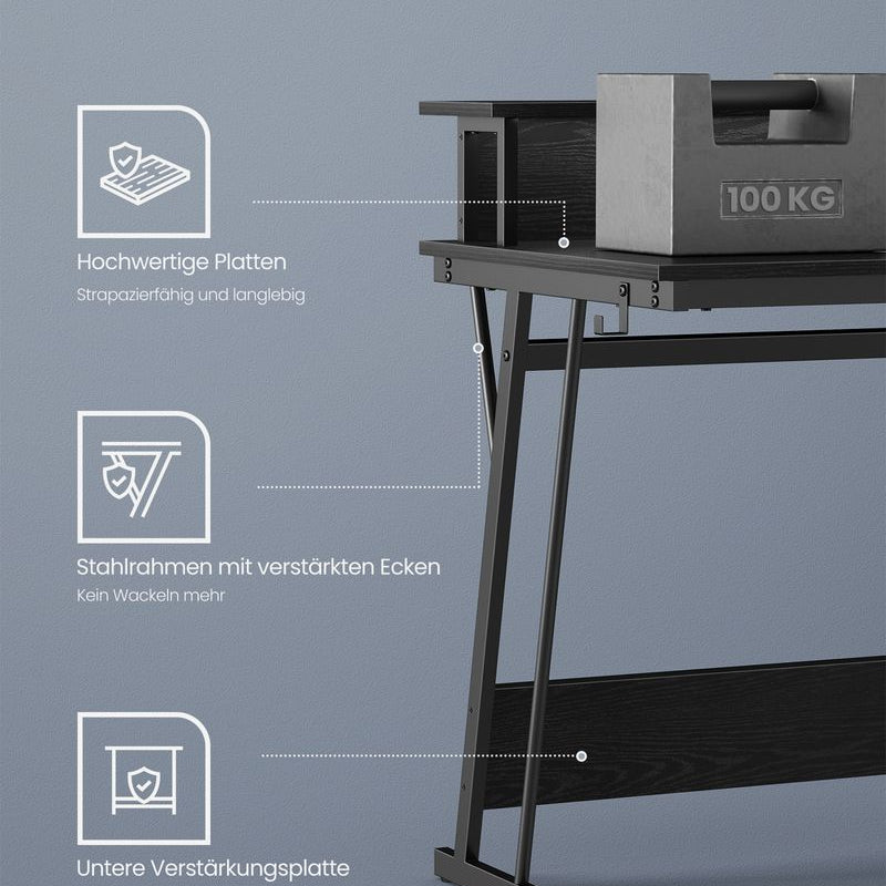 Gamebureau met LED - Gaming Tafel met Stopcontact en USB - aansluiting - De Vries Meubels