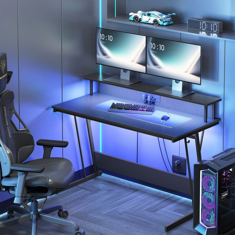 Gamebureau met LED - Gaming Tafel met Stopcontact en USB - aansluiting - De Vries Meubels