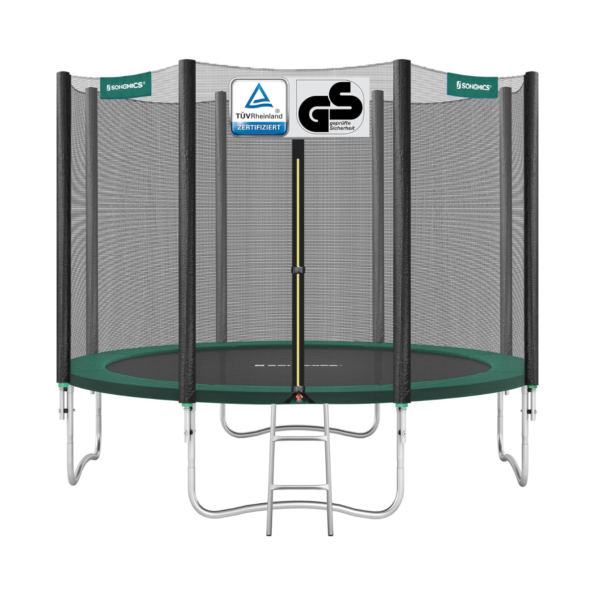 Gartentrampolin – 305 cm – Mit Sicherheitsnetz, Leiter und Randabdeckung – TÜV Rheinland-zertifiziert – Sicherer Sprungspaß