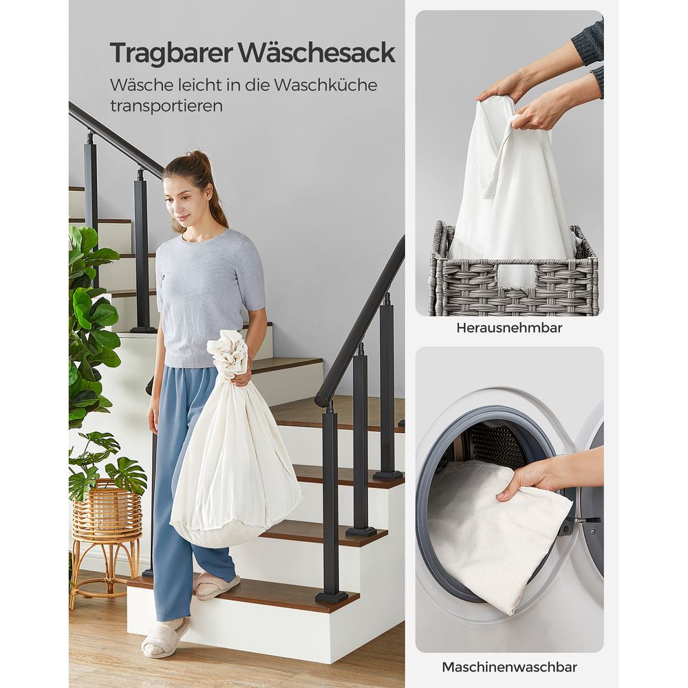 Handgevlochten wasmand - 140 of 160 liter opbergruimte - De Vries Meubels