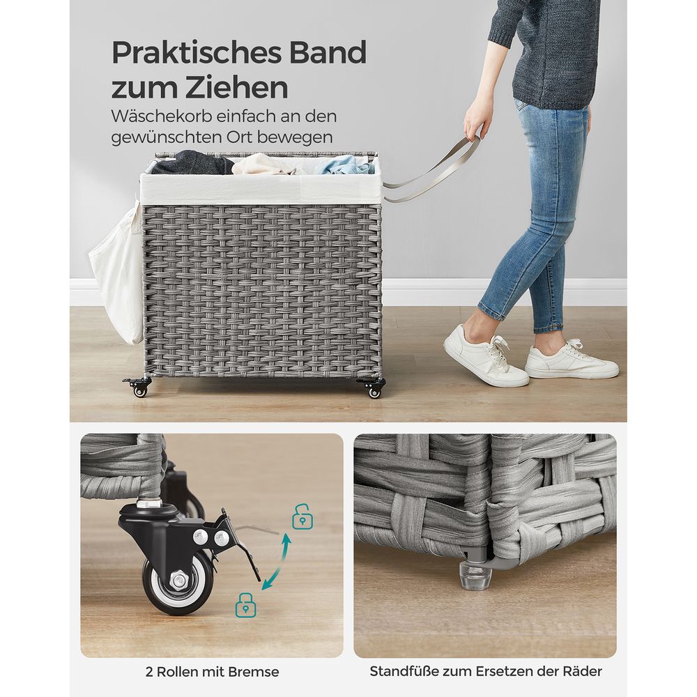 Handgevlochten wasmand - 140 of 160 liter opbergruimte - De Vries Meubels