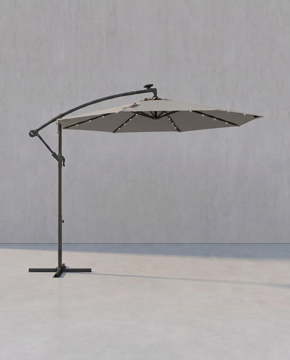 Sonnenschirm mit LED-Solarbeleuchtung – mit Ständer – UV-Schutz 50+ – schwenkbar – für Balkon und Garten