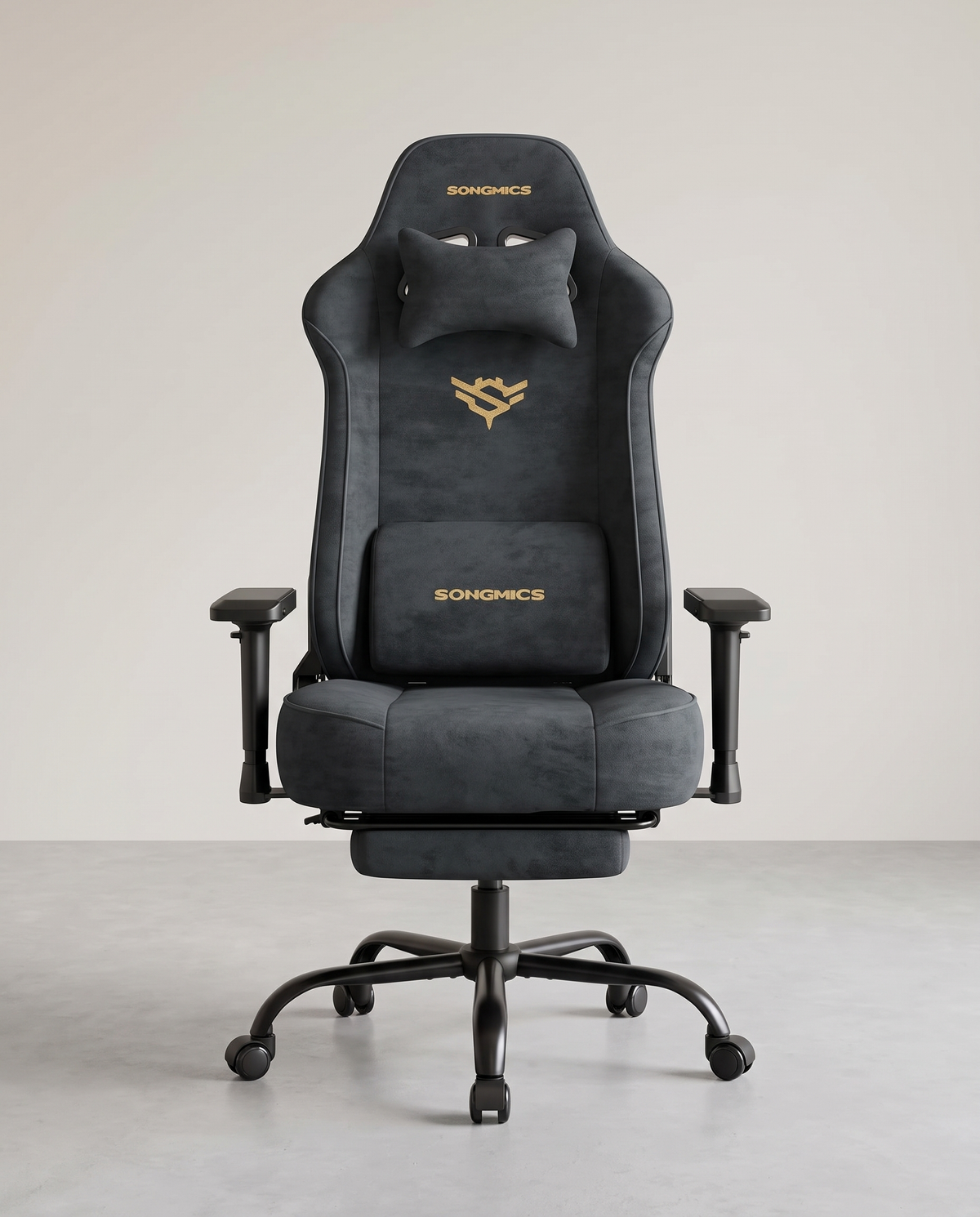 Gaming-Stuhl mit Taschenfederkern und Fußstütze – Kunstwildleder mit 4D-Armlehnen – bis 180 kg