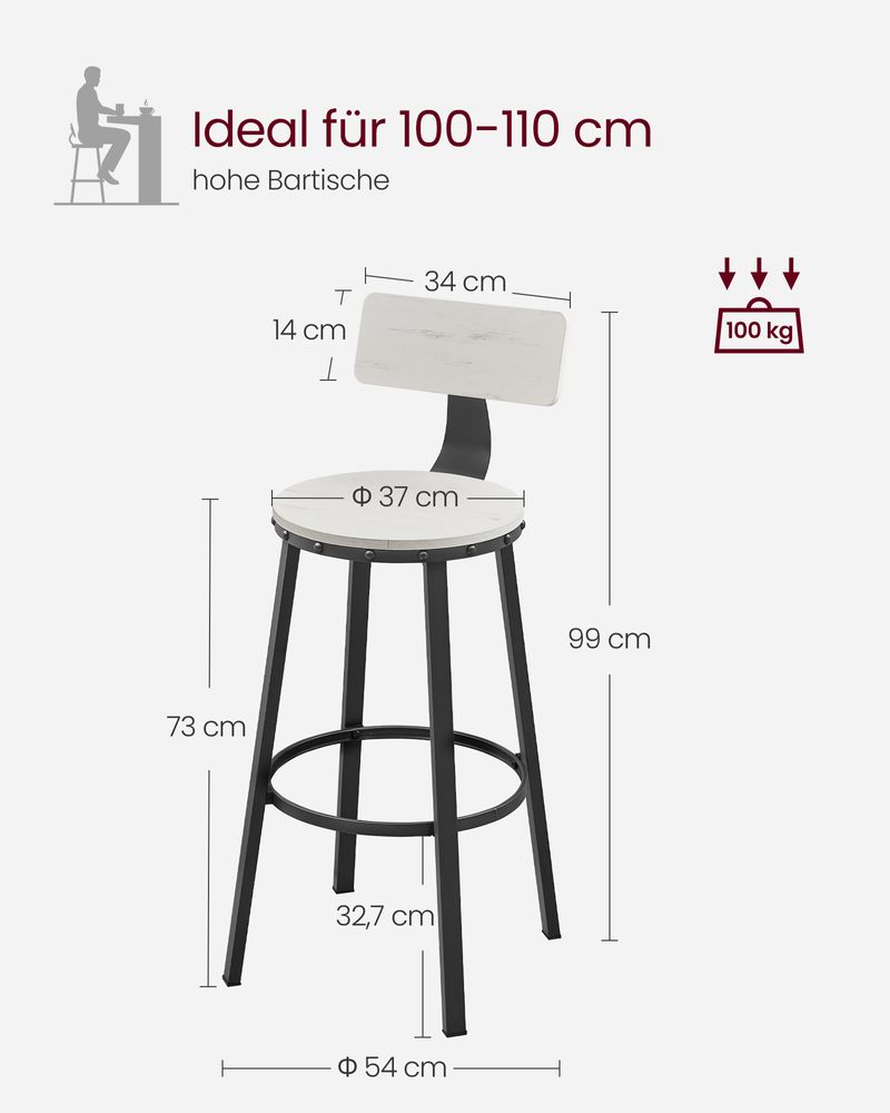 Industriële Barstoelen - Set van 2 - Vintage Houten Zitvlak - De Vries Meubels