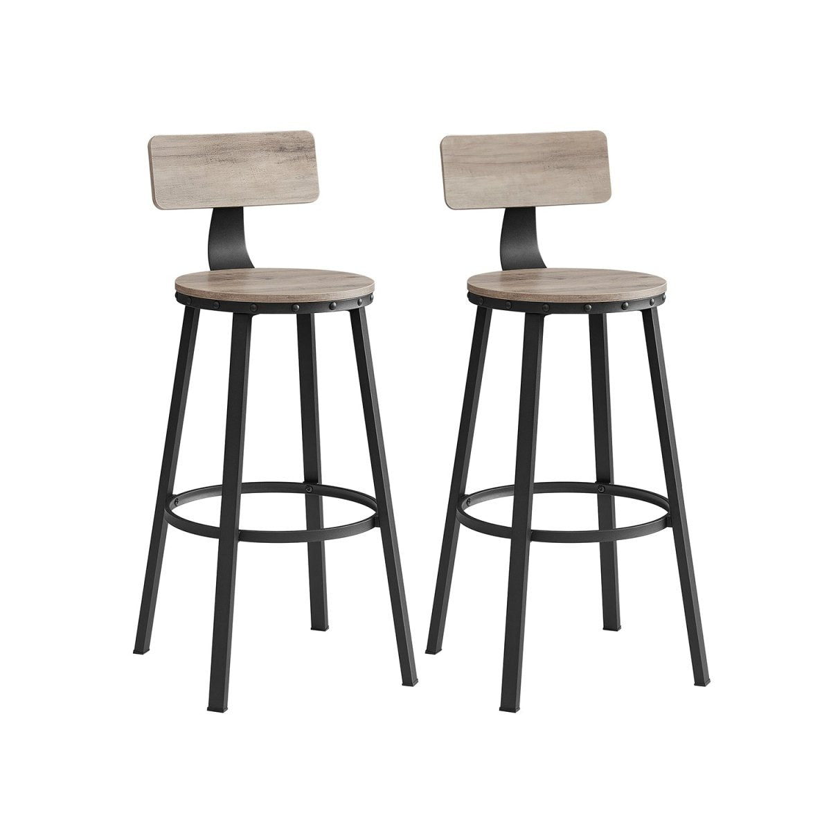 Industriële Barstoelen - Set van 2 - Vintage Houten Zitvlak - De Vries Meubels