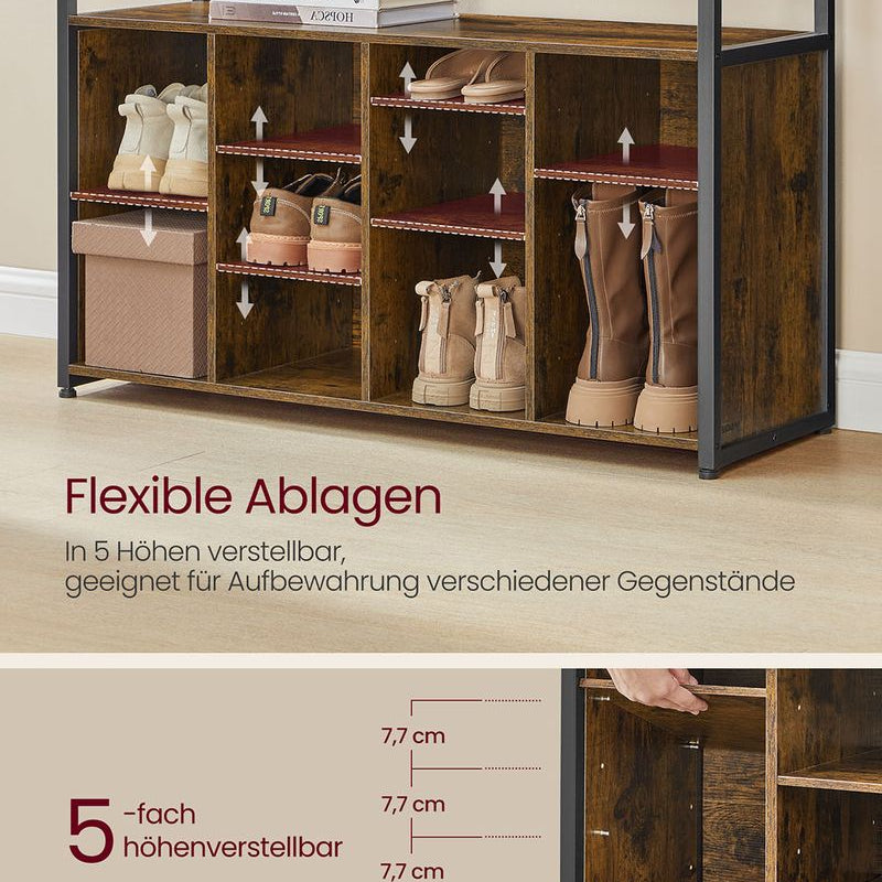 Industriële Kapstok met Bank en Schoenenrek – 4 - in - 1 Ontwerp - De Vries Meubels