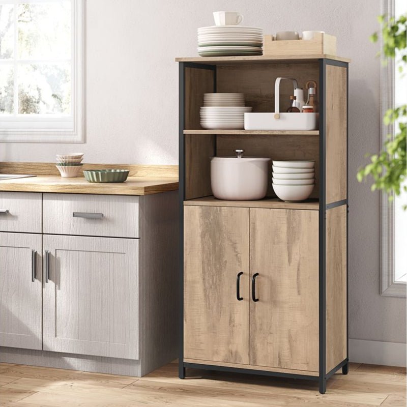 Industriële Kast met Deuren en Open Vakken - Veelzijdige Opberger - De Vries Meubels