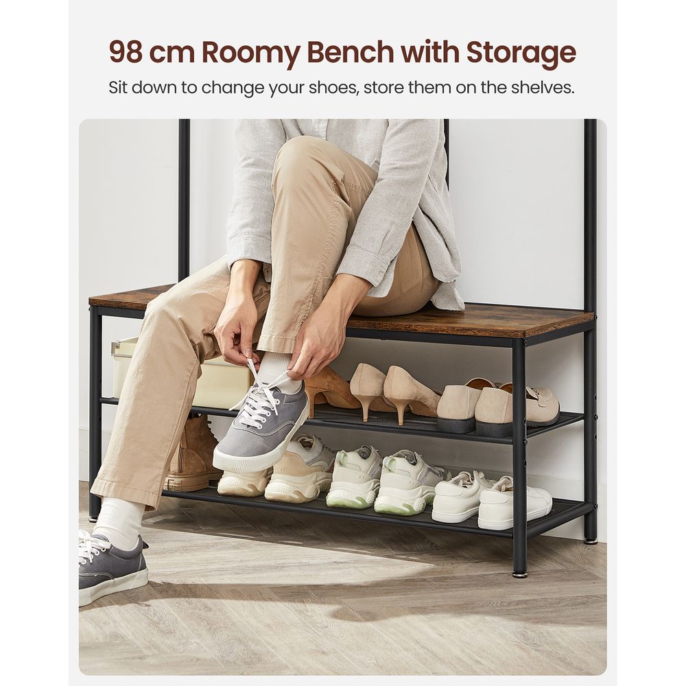 Kapstok met Schoenenrek en Spiegel – 4 - in - 1 Halmeubel - De Vries Meubels