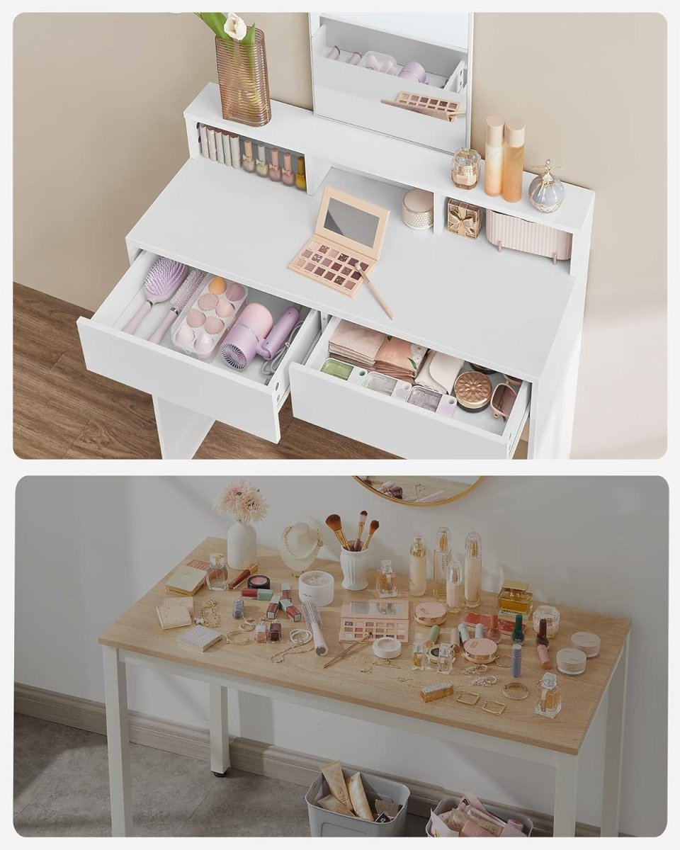 Kaptafel met Laden - Make - up Tafel - Wit - De Vries Meubels