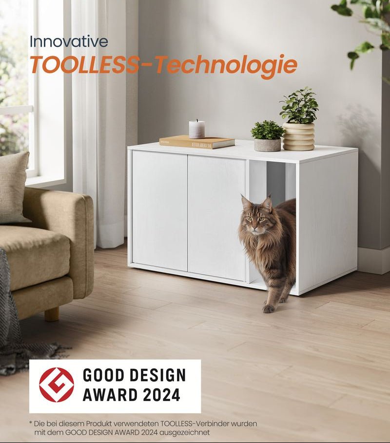 Kattenbak Kast met Push - to - Open Deuren - Kattenhuis - De Vries Meubels