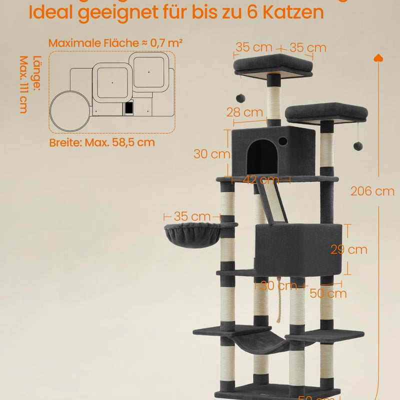 Krabpaal 206 cm - De Ultieme Speel - en Rustplek voor Jouw Kat - De Vries Meubels