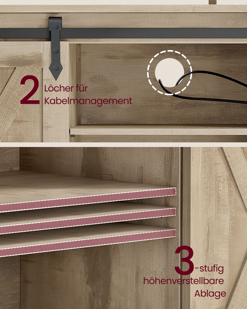 Landelijk TV - meubel met Schuurdeuren – Stabiel & Ruim Ontwerp - De Vries Meubels