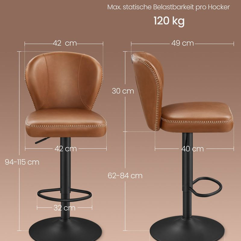 Luxe Barstoelen Set van 2 - Verstelbaar - 360° Draaibaar - De Vries Meubels