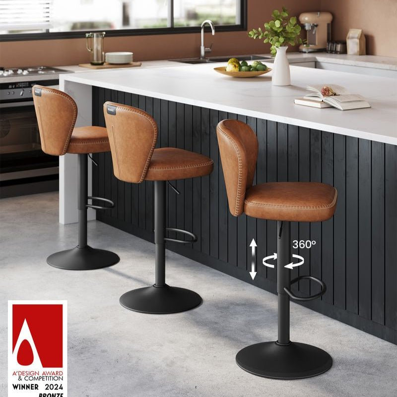 Luxe Barstoelen Set van 2 - Verstelbaar - 360° Draaibaar - De Vries Meubels