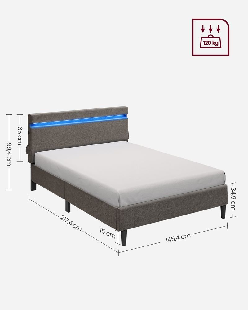 Modern bedframe met LED - verlichting - USB - oplaadmogelijkheden en opbergruimte - De Vries Meubels