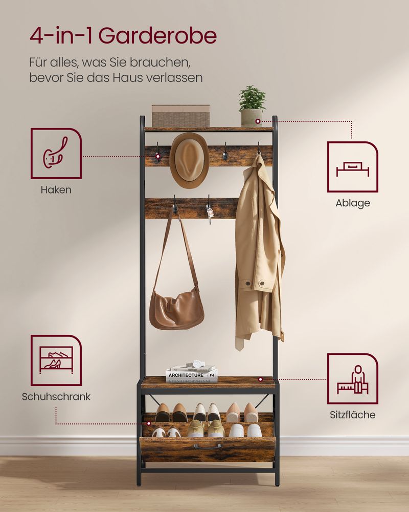 Multifunctionele halgarderobe met schoenenkast - Kapstok - De Vries Meubels