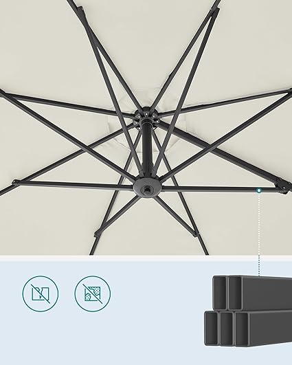 Parasol met Zwengel - UPF 50+ - 360° Draaibaar & Kantelbaar - Ø 300 cm - De Vries Meubels